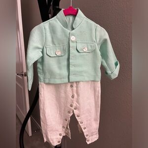 Custom made designer linen suit with 100% cotton linen